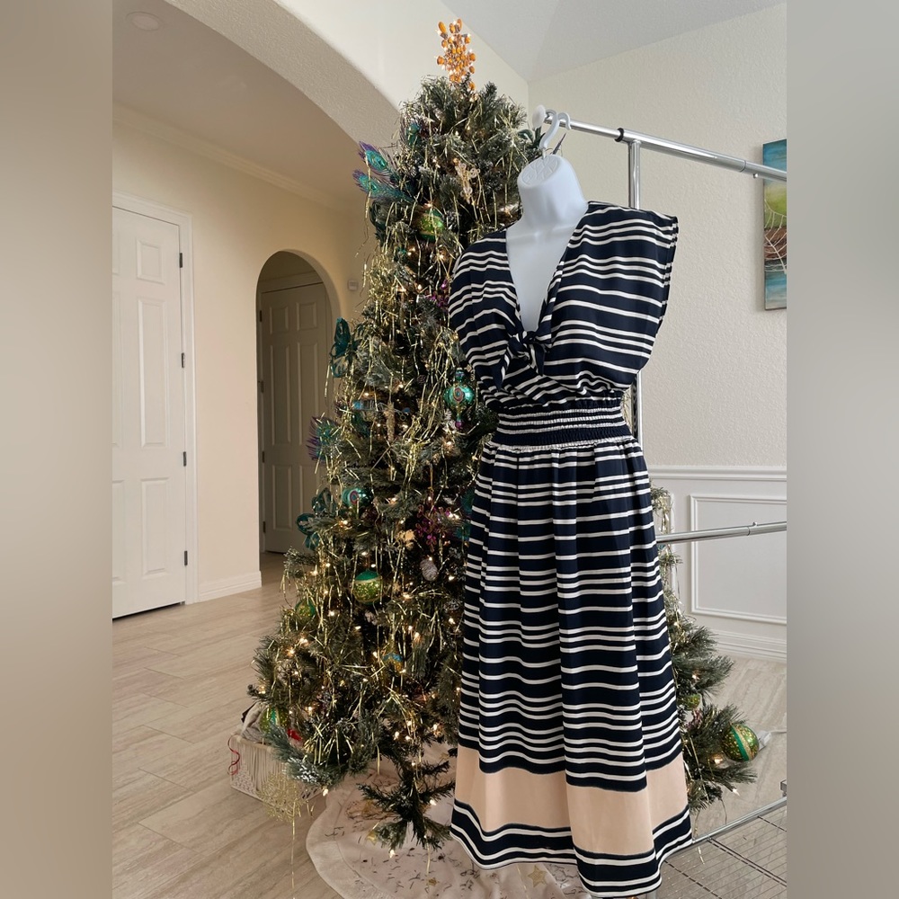 Rachel Roy Navy Blue Striped Dress